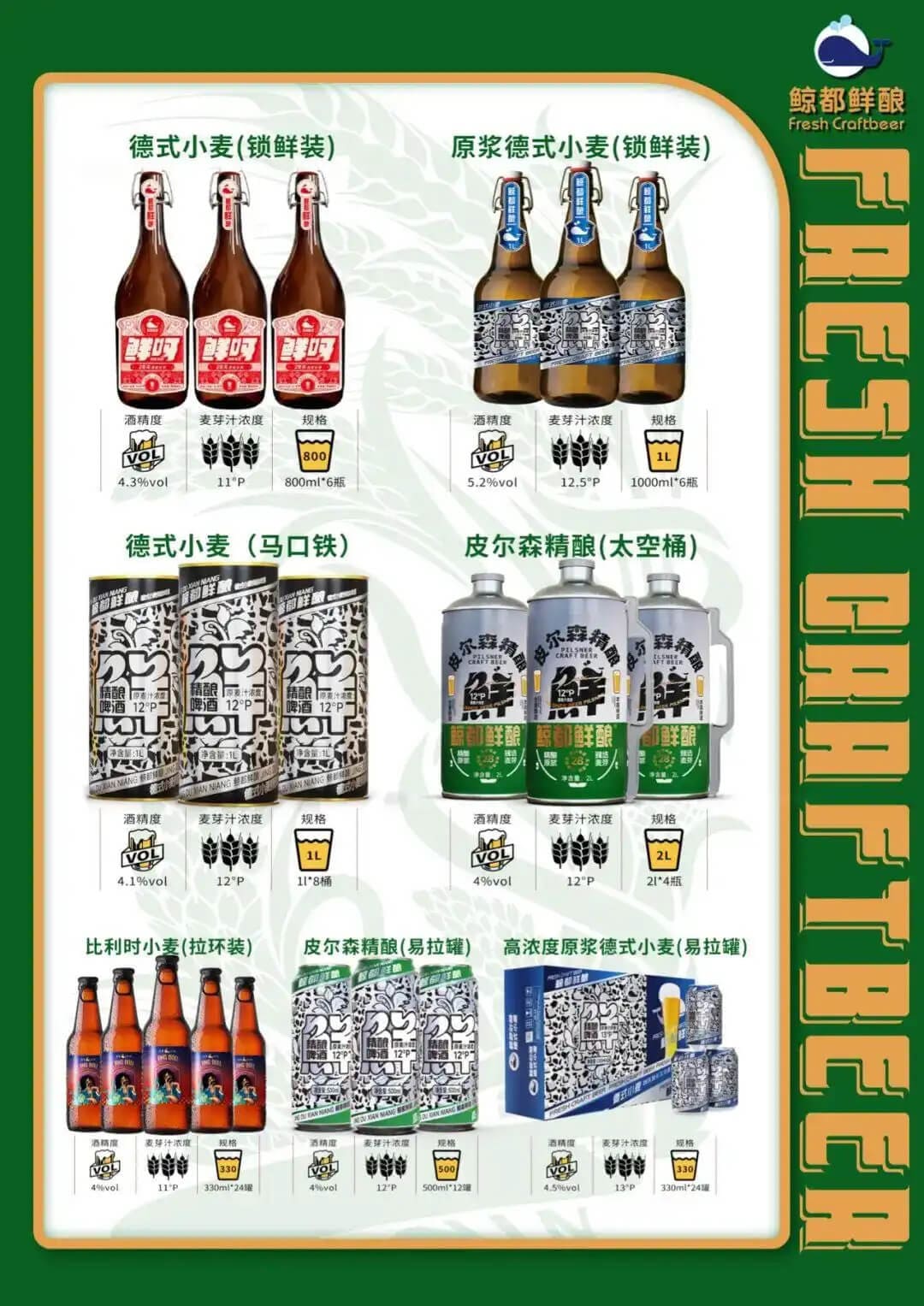 鲸都鲜酿啤酒菜单